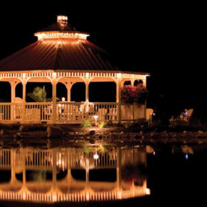 Gazebo with decorative textiles in a green garden - Wood Luxury object in Odessa