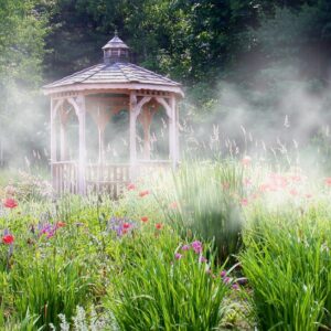 Mist nozzles under the terrace pergola - Wood Luxury installation